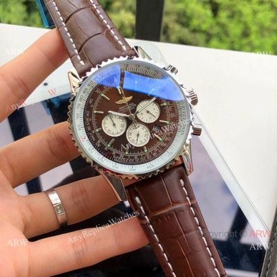 Copy Breitling Navitimer Chronometre Japanese Watch SS Brown Dial